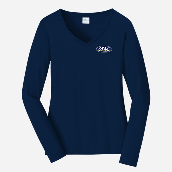 Ladies Long Sleeve Fan Favorite V Neck Tee Thumbnail